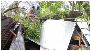 ঝড়ে বিধ্বস্ত ঘরে চাপা পড়ে থাকা মা ও মেয়েকে এক ঘণ্টা পর জীবন্ত উদ্ধার