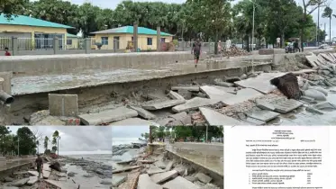 জলোচ্ছ্বাসে কুয়াকাটার নির্মাণাধীন সড়ক লন্ডভন্ড, পাঁচ সদস্যের তদন্ত কমিটি গঠন