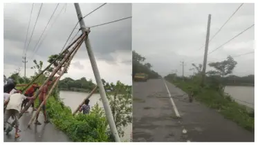 জনকণ্ঠে সংবাদ প্রকাশের পর মহাসড়কে হেলে পড়া বিদ্যুতের খুঁটি মেরামত