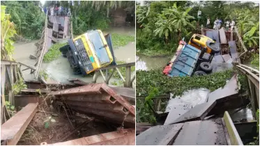 পিরোজপুরে পণ্যবোঝাই ট্রাকসহ ভেঙে পড়ল বেইলি ব্রিজ, বন্ধ সড়ক যোগাযোগ