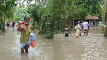 সড়ক-বসতঘরে ঢুকছে মেঘনার পানি