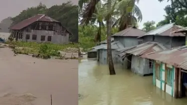 নিম্নচাপে রাঙ্গাবালীর দুই ইউনিয়ন পানির নিচে, বাঁধ ভাঙায় আতঙ্ক