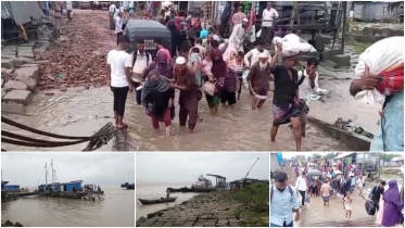 ভোলায় কমতে শুরু করেছে জোয়ারের পানি