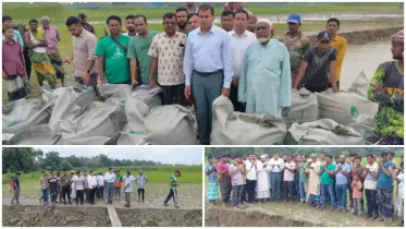 পদ্মার ভাঙন রোধে জিওব্যাগ ফেলানোর কার্যক্রম উদ্বোধন