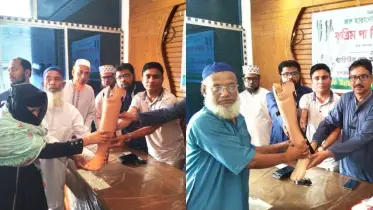 অসহায় দুজন পেল কৃত্রিম পা