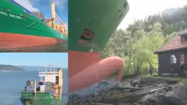 সাগর ছেড়ে বাড়ির উঠানে চলে এলো বিশাল পণ্যবাহী জাহাজ!