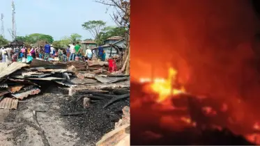 তালতলীতে আগুনে বসতবাড়িসহ ১৬ দোকান পুড়ে ছাই, দুই কোটি টাকার ক্ষতি