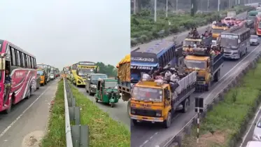 যমুনা সেতুর পশ্চিম পাড়ে যানবাহনের অতিরিক্ত চাপ