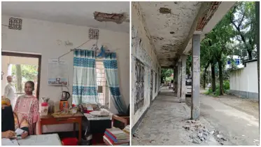 জরাজীর্ণ ছাদ থেকে খুলে পড়ল পলেস্তার, অল্পের জন্য প্রাণে বাঁচলো কর্মচারী