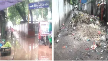 রাস্তা নয় যেন আবর্জনার খাল, সরিষাবাড়ীতে জনভোগান্তির চরমে
