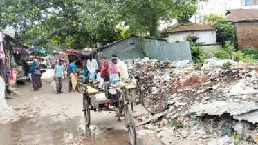 হাটের পাশে ময়লার ভাগাড়,  দুর্ভোগে ক্রেতা- বিক্রেতাসহ পথচারীরা
