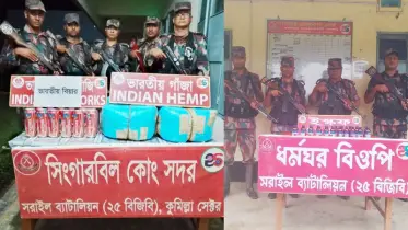 বিজয়নগরে অবৈধ ভারতীয় মাদকদ্রব্যসহ চোরাচালানী মালামাল আটক