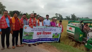 ঝিনাইগাতীতে সমলয় পদ্ধতিতে বোরো ধান কর্তনের উদ্বোধন