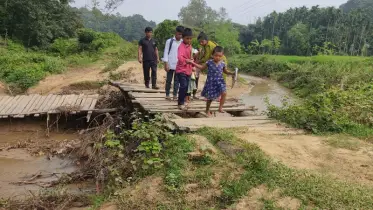 সেতু-রাস্তার অভাবে সীমাহীন দুর্ভোগে শ্রীবরদীর হারিয়াকোনা গ্রামের মানুষ