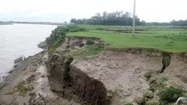 শেরপুরে পুরাতন ব্রহ্মপুত্রের ভাঙনে বিলীন হচ্ছে বসতভিটা ফসলি জমি