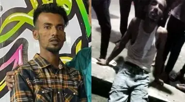 নিষিদ্ধ ছাত্রলীগ নেতাকে মারধর করে পুলিশের হাতে তুলে দিয়েছে জনতা