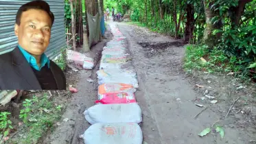 নিজ অর্থে কর্দমাক্ত রাস্তা সংস্কার করিয়েছেন প্রবাসী বিএনপি নেতা