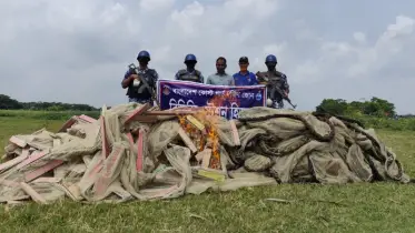 বরিশালে বিপুল পরিমান অবৈধ জাল পুড়িয়ে বিনষ্ট