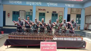 ঝিনাইগাতী সীমান্তে বিপুল ভারতীয় মদ ও দুটি গরু উদ্ধার, অভিযানে বিজিবি