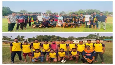 খানসামা উপজেলায় বিশ্ববিদ্যালয় পড়ুয়া শিক্ষার্থীদের সম্প্রীতির ফুটবল