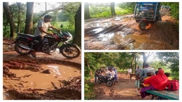 মরনফাঁদে পরিণত রাজবাড়ীর মদাপুর-রামদিয়া সড়ক, জনদুর্ভোগ চরমে