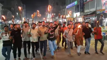 সাম্য হত্যার বিচারের দাবিতে জয়পুরহাটে  ছাত্রদলের মশাল মিছিল