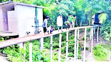 স্বেচ্ছাশ্রমে ৬টি কাঠের সেতু নির্মাণ