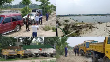 প্রশাসনের অভিযান: আ’লীগ নেতার মাটির সাম্রাজ্যে ধ্বংস হল চার ড্রেজার, ধরা পড়ল দশ ট্রাক