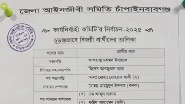 চাঁপাইনবাবগঞ্জ আইনজীবী সমিতি নির্বাচনের ফলাফল ঘোষণা