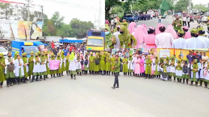 সৈয়দপুরে নার্সিং শিক্ষার্থীদের মহাসড়ক অবরোধে তীব্র যানজট সৈয়দপুরে নার্সিং শিক্ষার্থীদের মহাসড়ক অবরোধে তীব্র যানজট