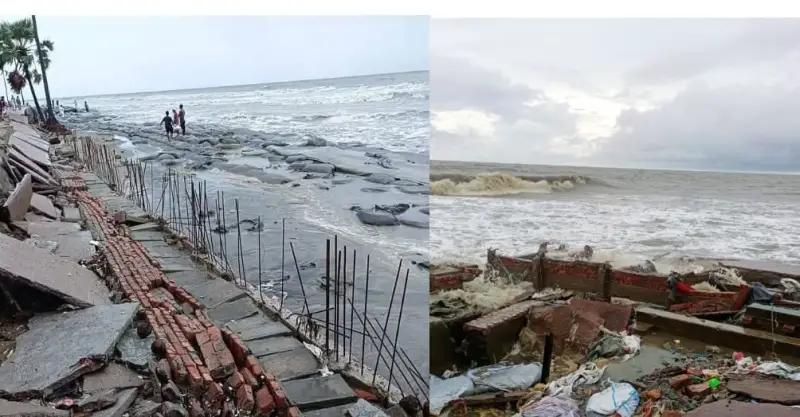 ২ ঘন্টার জলোচ্ছ্বাস তান্ডবে লন্ডভন্ড কুয়াকাটা, ভেসে গেছে চার কোটি টাকার সড়ক ২ ঘন্টার জলোচ্ছ্বাস তান্ডবে লন্ডভন্ড কুয়াকাটা, ভেসে গেছে চার কোটি টাকার সড়ক