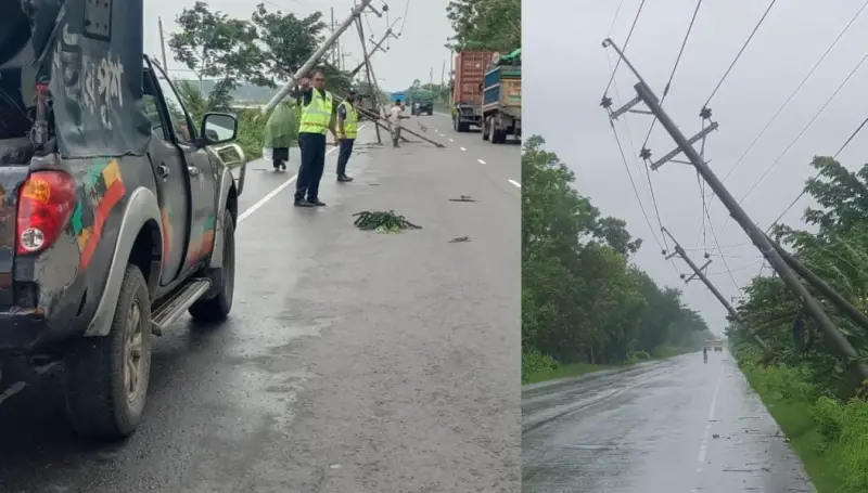 ঢাকা চট্টগ্রাম মহাসড়কে বিদ্যুৎতের খুটি হেলে পড়ায় যানবাহন চলাচল বন্ধ হওয়ার আশঙ্কা ঢাকা চট্টগ্রাম মহাসড়কে বিদ্যুৎতের খুটি হেলে পড়ায় যানবাহন চলাচল বন্ধ হওয়ার আশঙ্কা
