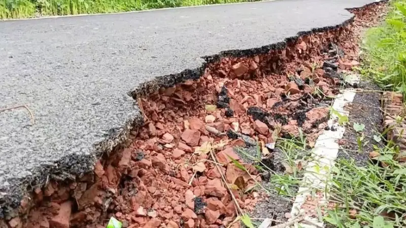 নির্মাণের পর হাতের চাপে সহজেই উঠে যাচ্ছে সড়কের কার্পেটিং নির্মাণের পর হাতের চাপে সহজেই উঠে যাচ্ছে সড়কের কার্পেটিং