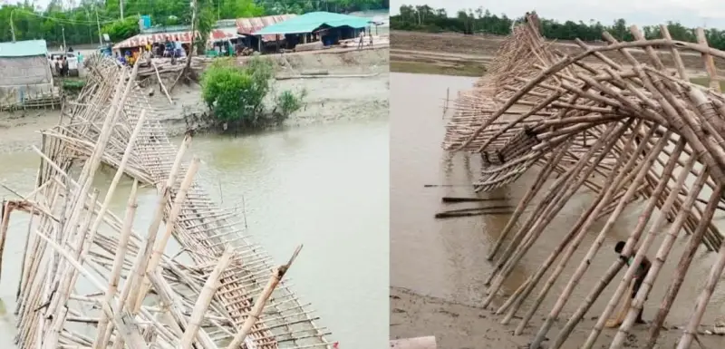 দুই উপজেলার সংযোগকারী একমাত্র বাঁশের সাঁকো ভেঙে ভোগান্তিতে ১০ হাজার মানুষ