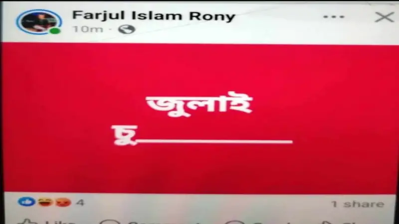 জুলাই বিপ্লব নিয়ে ফেসবুকে আপত্তিকর পোস্ট, তদন্ত কমিটি গঠন