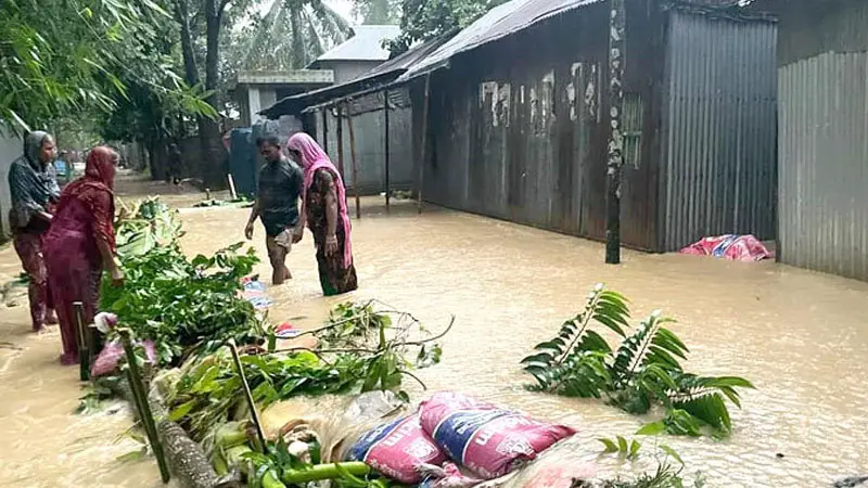 শেরপুরে লাখো মানুষ পানিবন্দি, মৃত্যু ৫ শেরপুরে লাখো মানুষ পানিবন্দি, মৃত্যু ৫