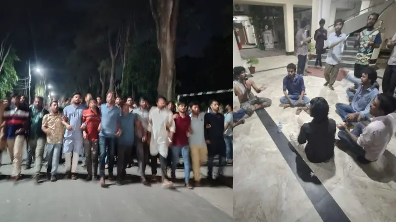 রাবিতে বাম নেতাদের উপর হামলার প্রতিবাদে ছাত্রদলের বিক্ষোভ রাবিতে বাম নেতাদের উপর হামলার প্রতিবাদে ছাত্রদলের বিক্ষোভ