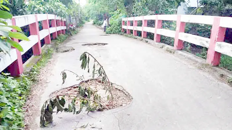 দেলদুয়ারে সেতুতে গর্ত