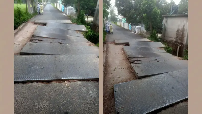 বাঞ্ছারামপুরে ঢোলভাঙ্গা নদীর কালভার্টে মরণফাঁদ: লোহার পাটাতনে ঝুঁকিপূর্ণ পারাপার বাঞ্ছারামপুরে ঢোলভাঙ্গা নদীর কালভার্টে মরণফাঁদ: লোহার পাটাতনে ঝুঁকিপূর্ণ পারাপার