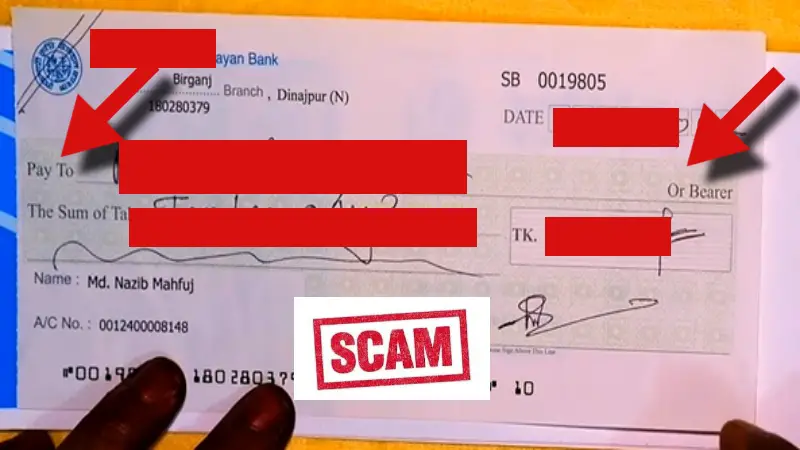 চেকে লেখা ‘Pay to [নাম] or Bearer’—এক ভুলেই হারাতে পারেন পুরো টাকা!