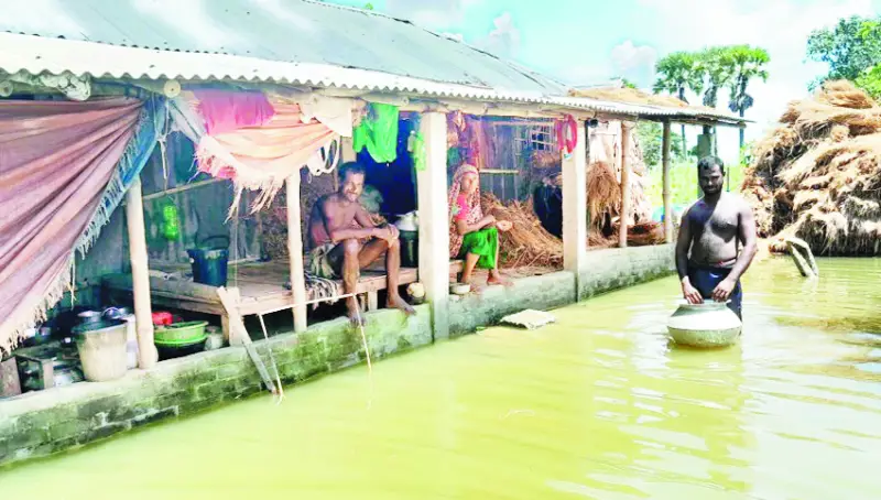 জলাবদ্ধতায় দুর্ভোগে বহু পরিবার