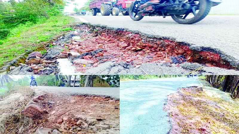কলাপাড়ায় সংস্কার করা সড়কে ফের খানা-খন্দ