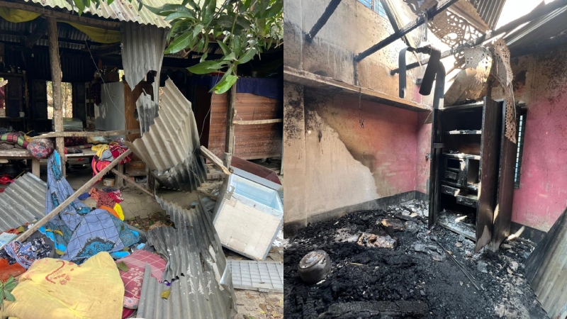 শরীয়তপুরে রাজনৈতিক কোন্দলে ১৪ বসতঘর ভাঙচুর ও অগ্নিসংযোগ, ককটেল বিস্ফোরণ