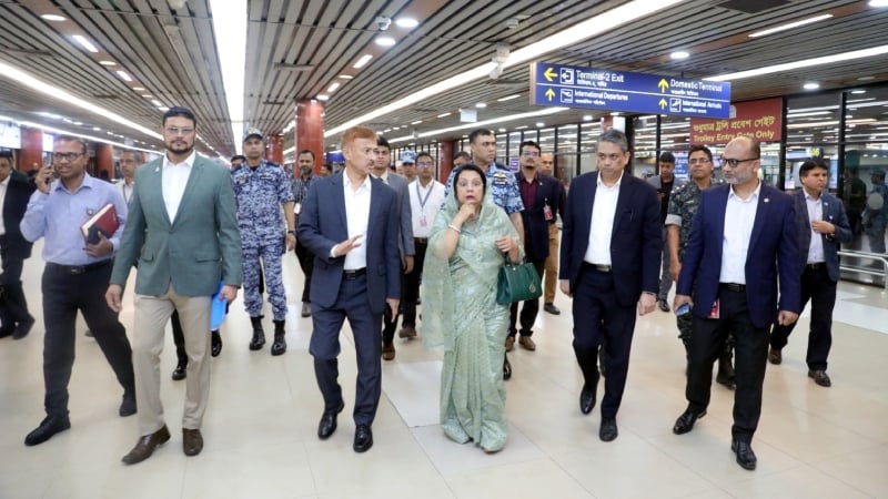 শাহজালাল বিমানবন্দরে সরেজমিন পরিদর্শনে মন্ত্রী আফরোজা খানম