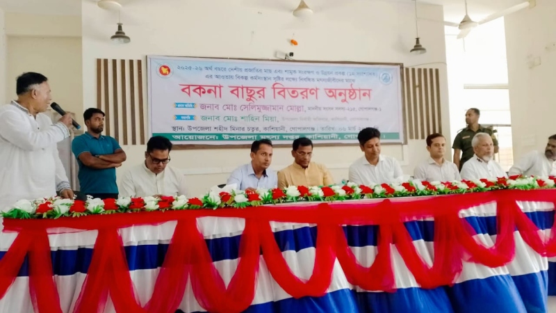 কাশিয়ানীতে জেলেদের মাঝে বাছুর বিতরণ করলেন এমপি সেলিমুজ্জামান সেলিম