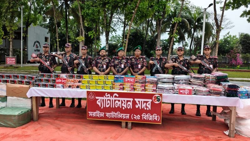 ব্রাহ্মণবাড়িয়া সীমান্তে ৯ কোটি ৩৮ লাখ টাকার ভারতীয় চোরাচালানী পণ্য জদ্ধ