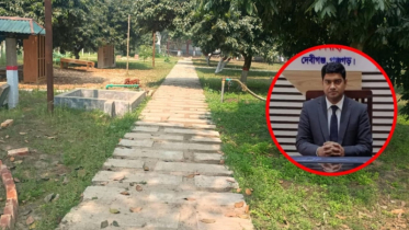 দেবীগঞ্জে পৌর উন্নয়নের বরাদ্দে ইউএনও’র বাগানে ওয়াকওয়ে নির্মাণ