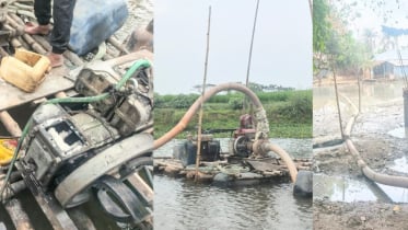 আখাউড়ায় নদী থেকে অবৈধ মাটি উত্তোলন, ড্রেজার নিষ্ক্রিয়