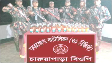 নেত্রকোনায় ৭০ বোতল ভারতীয় মদ উদ্ধার 