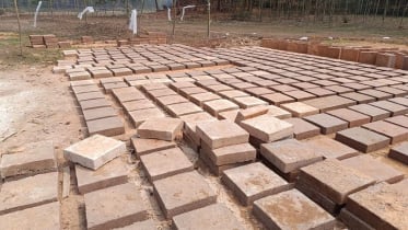 নালিতাবাড়ীর গারো পাহাড়ের গহিন অরণ্যে অভিনব কৌশলে সিসি ব্লক তৈরির কারখা